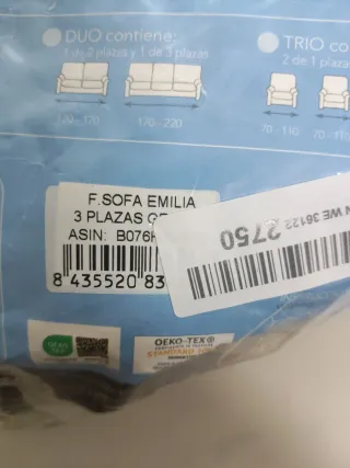 Funda Sofá Elástica Martina Home Emilia Gris