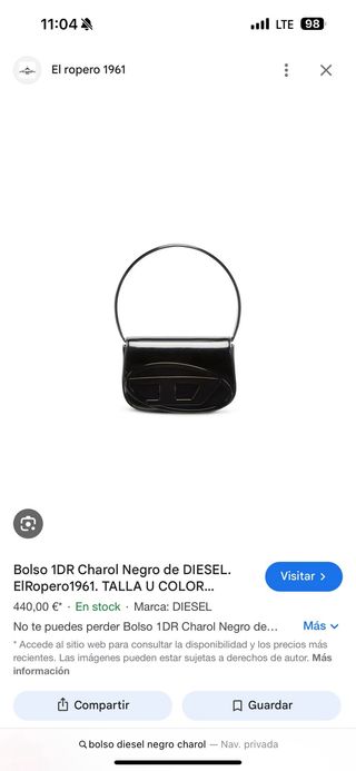 Bolso Diesel 1DR Charol Negro