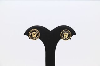 PENDIENTES ONIX Y MEDUSA REDONDOS. Oro 18k.