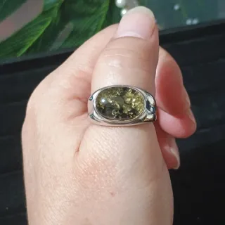 Anillo de Ámbar Natural para Hombre