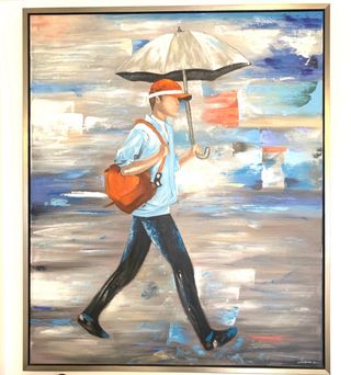 Pintura al óleo El Chico del Paraguas