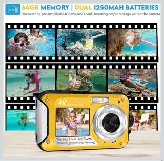 Cámara Acuática 64MP 4K Amarilla/Plata