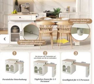 Mesa (cocina) comedor extensible con ruedas.