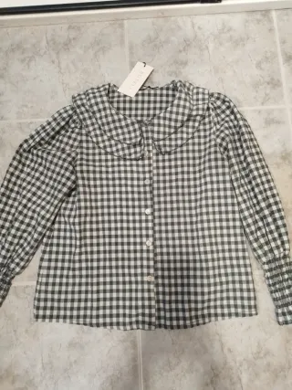 Camisa cuadros cuello volante Talla M