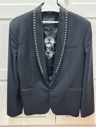 Americana Philipp Plein Negra Tachuelas