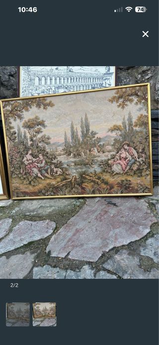 Tapiz tejido paisaje romántico