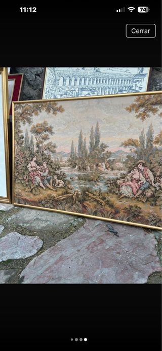 Tapiz tejido paisaje romántico