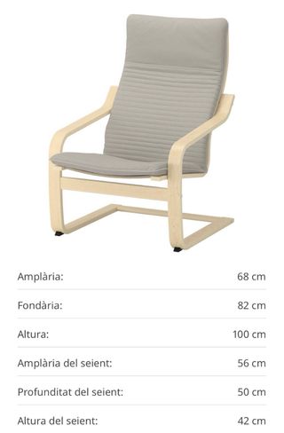 Butaca POANG Ikea con cojín negro
