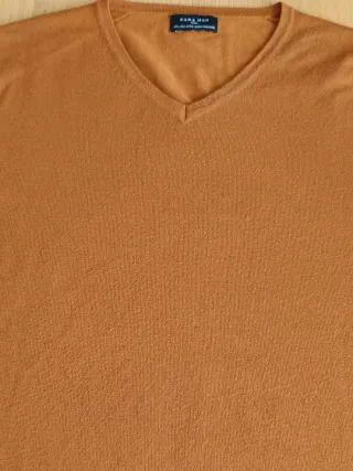 Jersey Zara cuello pico marrón