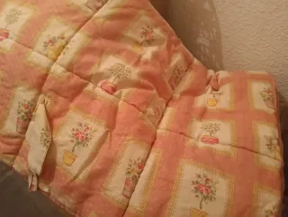 Edredón cama 90-105 cm rosa y beige