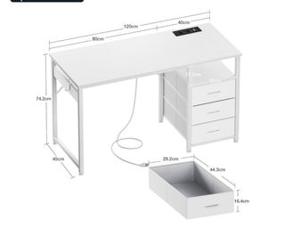 Escritorio Blanco con Cajones y Enchufe
