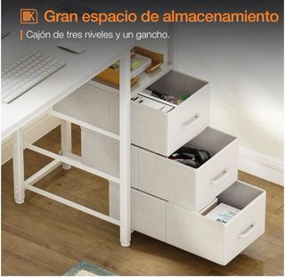 Escritorio Blanco con Cajones y Enchufe