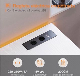 Escritorio Blanco con Cajones y Enchufe