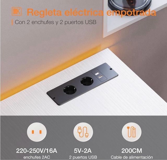 Escritorio Blanco con Cajones y Enchufe - miniatura 3