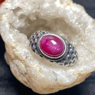 Anillo Plata con Rubí Natural