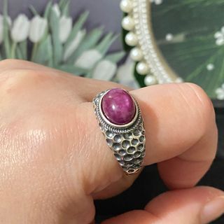 Anillo Plata con Rubí Natural