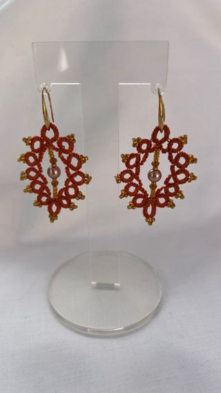 Conjunto pulsera y pendientes naranja