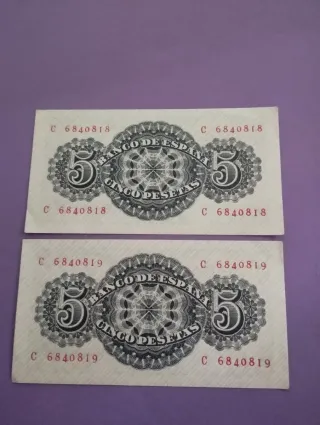 Billetes 5 Pesetas Banco de España 1947.S/C
