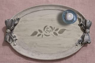 Vassoio ovale in legno Shabby Chic