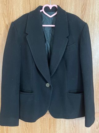 Blazer Lana y Cachemira Negro Botones Dorados