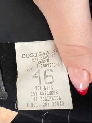 Blazer Lana y Cachemira Negro Botones Dorados