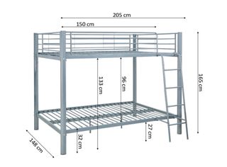 Litera matrimonial negra con colchones