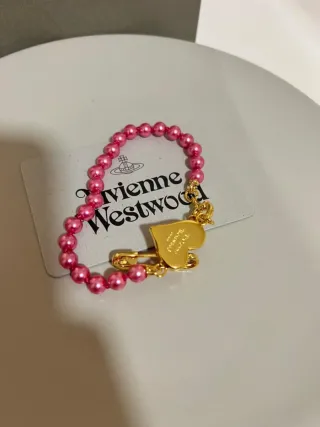 Pulsera Vivienne Westwood Corazón Rosa y Oro
