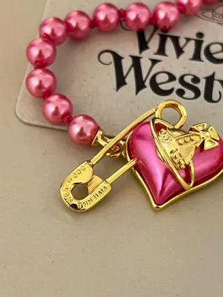 Pulsera Vivienne Westwood Corazón Rosa y Oro