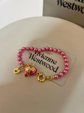 Pulsera Vivienne Westwood Corazón Rosa y Oro