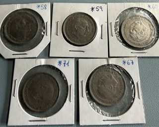Monedas Franco 50 Pesetas (Varios Años) 5 monedas