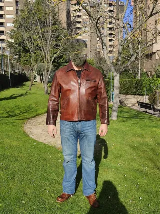 Cazadora Adolfo Domínguez Cuero Marrón Talla L