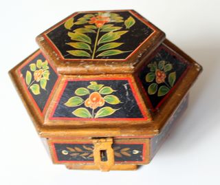 Caja Octogonal India Vintage Madera