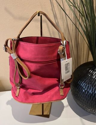 Zaino bicolore rosso e beige