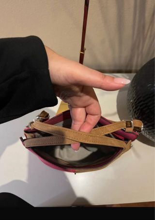 Zaino bicolore rosso e beige