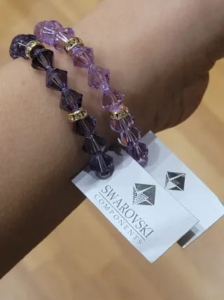 Set 2 Bracciali Swarovski Viola Cristalli