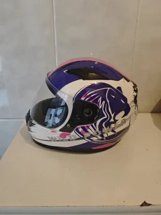 Casco Moto CGM Blanco y Morado