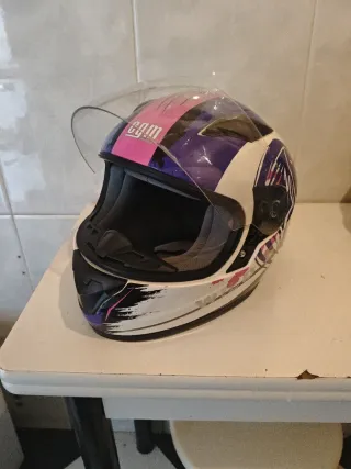 Casco Moto CGM Blanco y Morado
