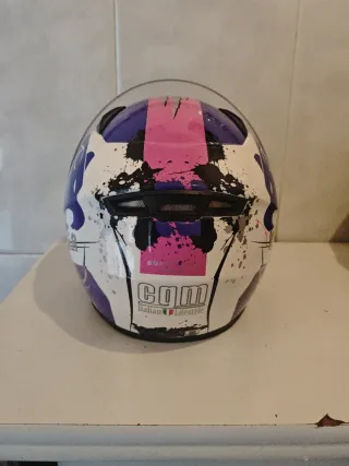 Casco Moto CGM Blanco y Morado