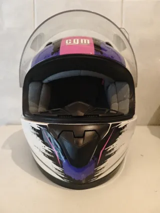 Casco Moto CGM Blanco y Morado