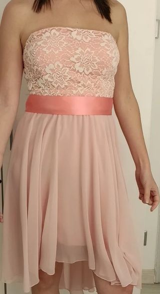 Vestido palabra de honor rosa palo S