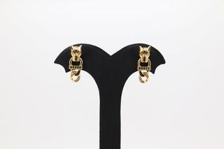 PENDIENTES PANTERA CON CIRCONITAS. Oro 18k.
