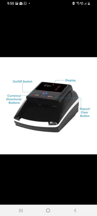 Detector Billetes Falsos USD/EUR y contador