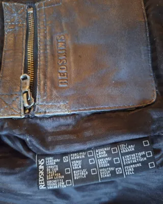 Chaqueta Biker Cuero Redskins Marrón