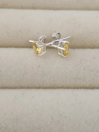 Pendientes Plata con Circonita Amarilla