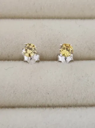 Pendientes Plata con Circonita Amarilla