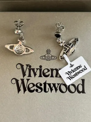 Pendientes Vivienne Westwood Orb Negro Plata