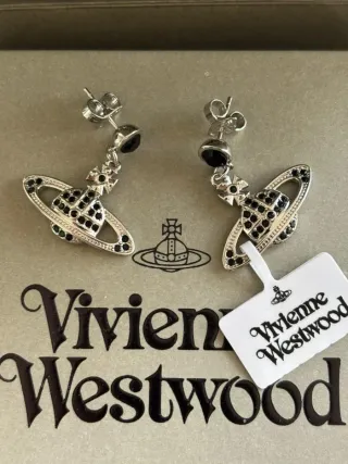 Pendientes Vivienne Westwood Orb Negro Plata