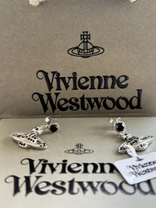 Pendientes Vivienne Westwood Orb Negro Plata