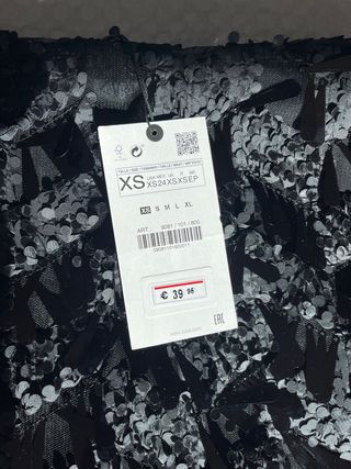 Falda Zara brillos negra talla XS