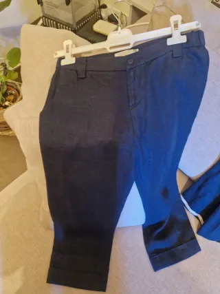 Traje lino comunión niño azul Talla 12